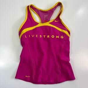 NikeFIT‎ Livestrong Pink Yellow Athletic Tank Top Y2K Racerback Stretchy Running